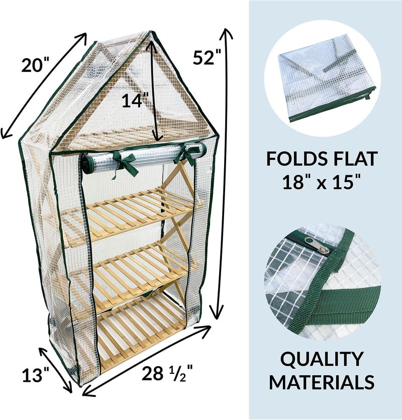 Ferry Morse Plant Stand - Multi-Tier Indoor Outdoor with Roof Cover - Bamboo - Image 3